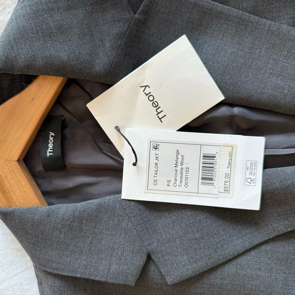 Theory Charcoal Melange Traceable Wool Blazer Size PS NWT